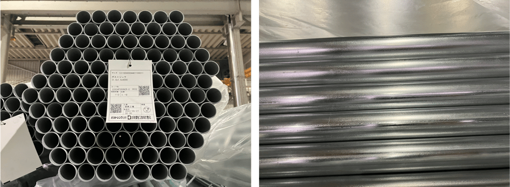 B. 【JP】【No.77】2022年8月製造 構造用メッキ鋼管 PZ 31.8x1.6x6,000 23.1.24  