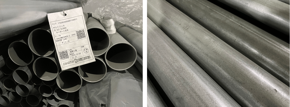 B. 【JP】【No.84】2020年10月製造 構造用メッキ鋼管 PZ 76.3x2.8x3,600 23.1.24