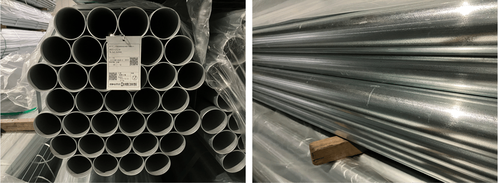 B. 【JP】【No.95-2】 2022年2月製造 構造用メッキ鋼管 PZ 76.3x2.0x5,500.23.2.7