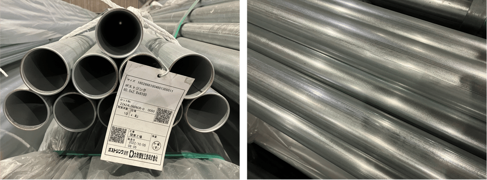 B.【JP】2022年6月製造 構造用メッキ鋼管 PZ 60.5x2.8x6,100 23.03.08 