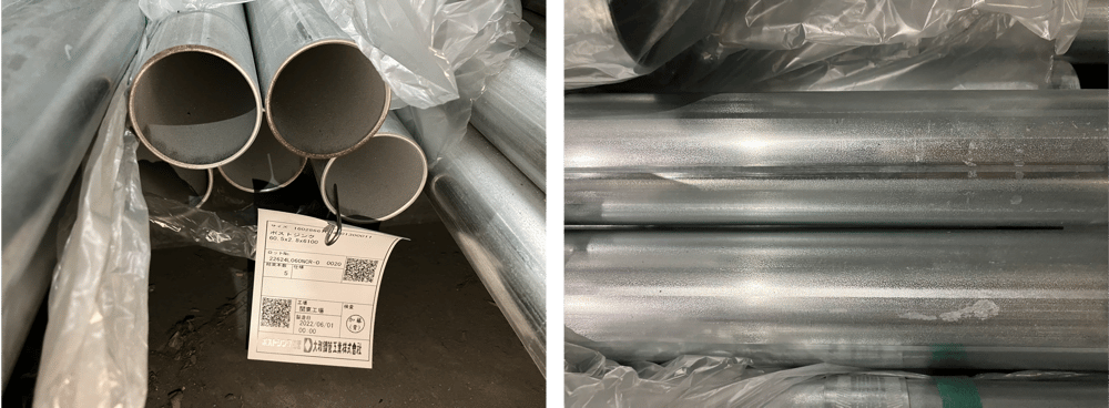 B.【JP】2022年6月製造 構造用メッキ鋼管 PZ 60.5x2.8x6,100 23.03.08