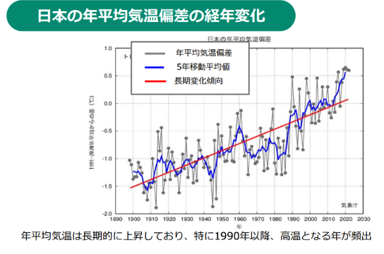 [JP][Blog]日本の年平均気温偏差の変化20240729