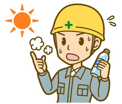 [JP]暑い作業員男性