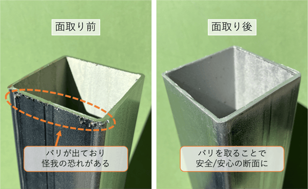 バタ面取り前後