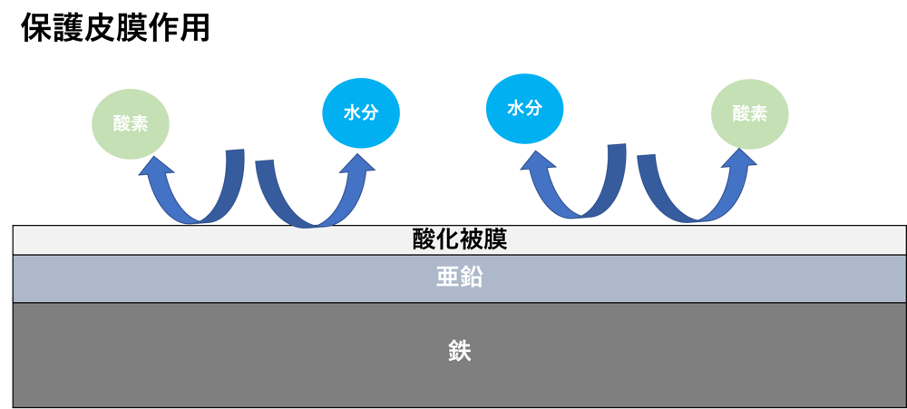 亜鉛の保護皮膜作用