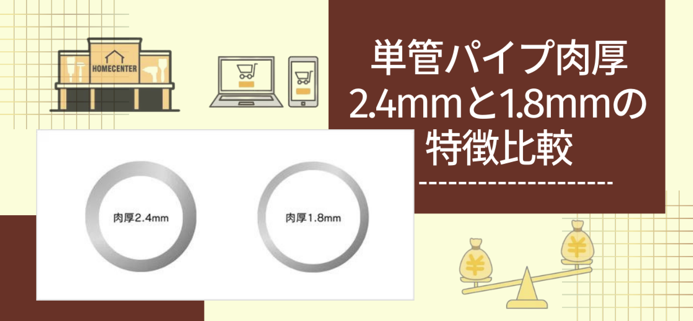 単管パイプ肉厚2.4mmと1.8mmの特徴を図や表でわかりやすく解説！